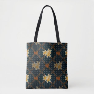 Bolsa Tote Árabe. Vintage abstrato raster floral sem costura