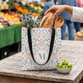 Bolsa Tote Arabesco Terroso | Letra Personalizada em Mosaico