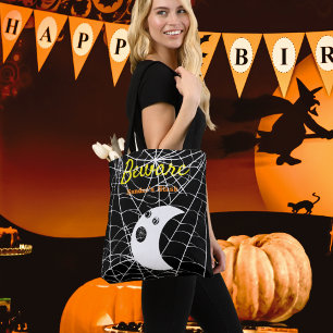 Bolsa Tote Aranha branca preta e fantasma moderno giro