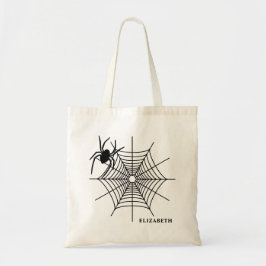 Bolsa Tote Aranha E Teia De Aranha Com Nome Simples Halloween