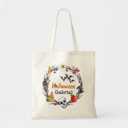 Bolsa Tote Aranha Skull eyeball Morcegos Grinalda de Hallowee