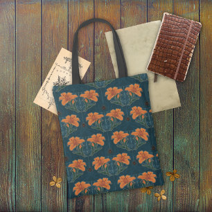 Bolsa Tote Aranhas e Lírios, Escuro-Escuro, Gótica Vintage