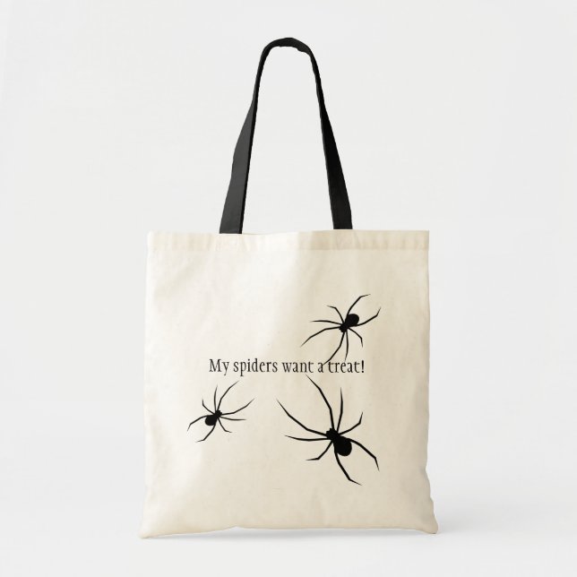 Bolsa Tote Aranhas pretas querem um doce saque de doces de Ha (Frente)