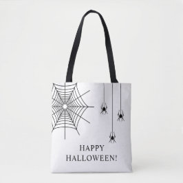 Bolsa Tote Aranhas Simples E Teia De Aranha Feliz Halloween