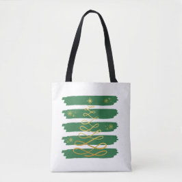 Bolsa Tote Árbol navideño dorado