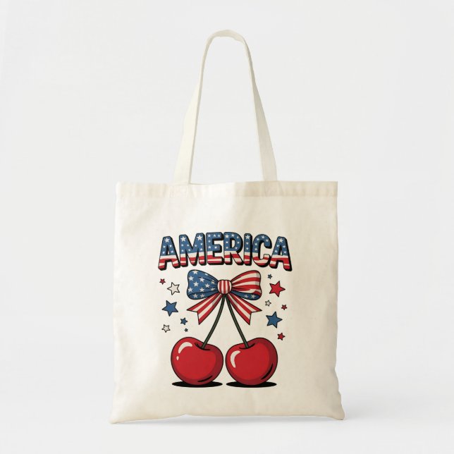 Bolsa Tote Arco americano de Cherry Aestic EUA Flag (Frente)
