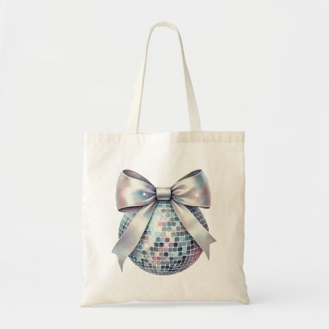 Bolsa Tote Arco de bola de disco rosa (Frente)