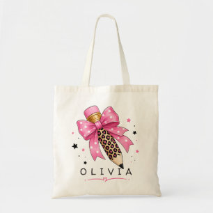 Bolsa Tote Arco de Bolinhas Rosa Personalizado Lápis Onça Pro