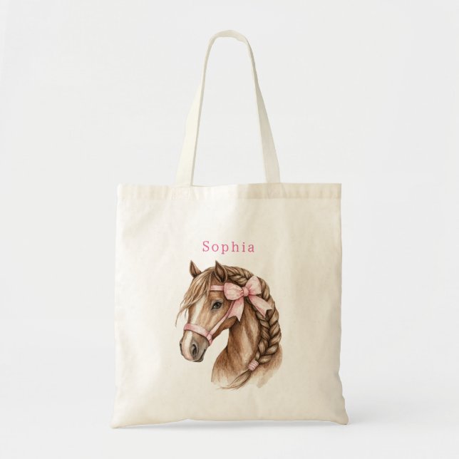 Bolsa Tote Arco de Cavalo com Listras Rosa (Frente)
