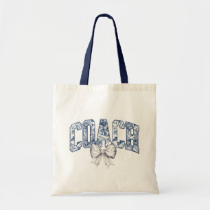 Bolsa Tote Arco de coquetel floral azul de treinador de vôlei