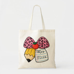 Bolsa Tote Arco de leopardo rosa personalizado Presente de ag