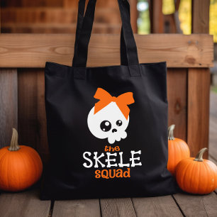 Bolsa Tote Arco de Skele Laranja no Halloween Trick ou Tratar