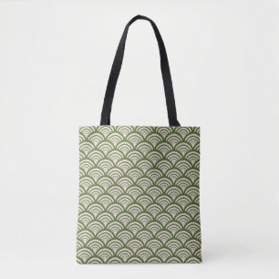 Bolsa Tote Arco de vieira em verde oliva Art Deco
