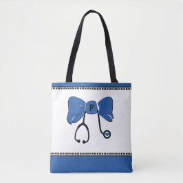 Bolsa Tote Arco do estetoscópio Blue & White Totob