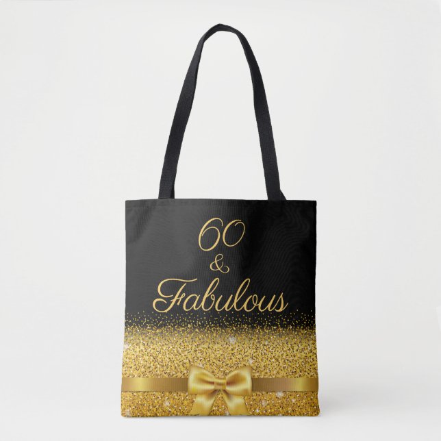 Bolsa Tote arco elegante de ouro negro e fabuloso aniversário (Frente)