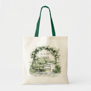 Bolsa Tote Arco Floral de Rosas Banco Romântico Jardim Sonho