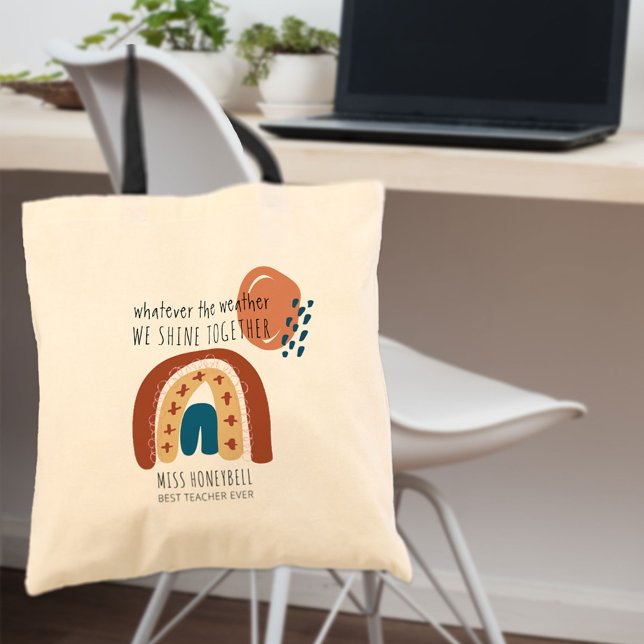 Bolsa Tote Arco-íris Brilhamos Juntos Professor Personalizado (Criador carregado)