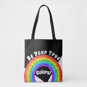 Bolsa Tote Arco-íris Brilho Orgulho LGBT seja suas verdadeira