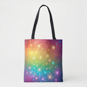 Bolsa Tote Arco-íris colorido estrela espaço