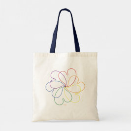 Bolsa Tote Arco-íris Colorido na flor branca do coração