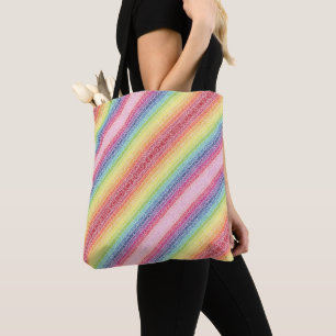 Bolsa Tote Arco-Íris Com Padrão De Vinha Curva