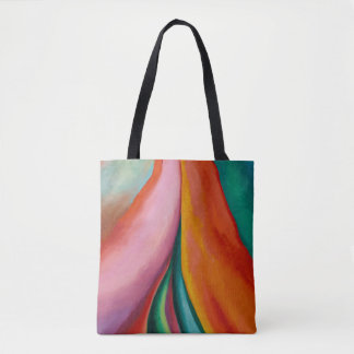 Bolsa Tote Arco-íris cores abstrato pintura Georgia O'Keeffe