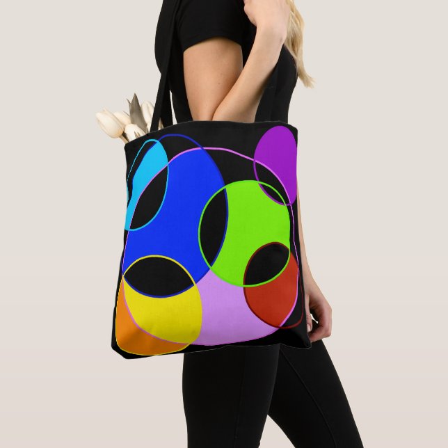 Bolsa Tote Arco-íris cores círculos design (Close Up)
