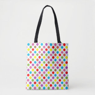 Bolsa Tote Arco-íris cores padrão bolinhas