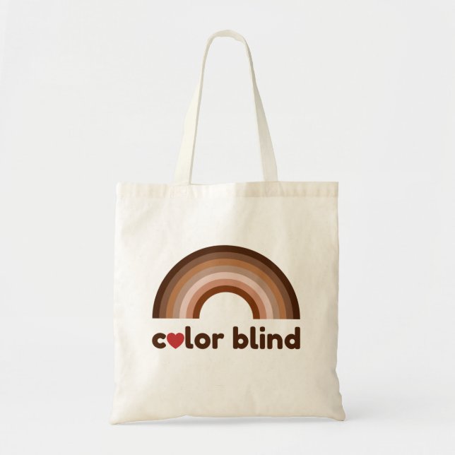Bolsa Tote Arco-íris de amor cego a cores (Frente)