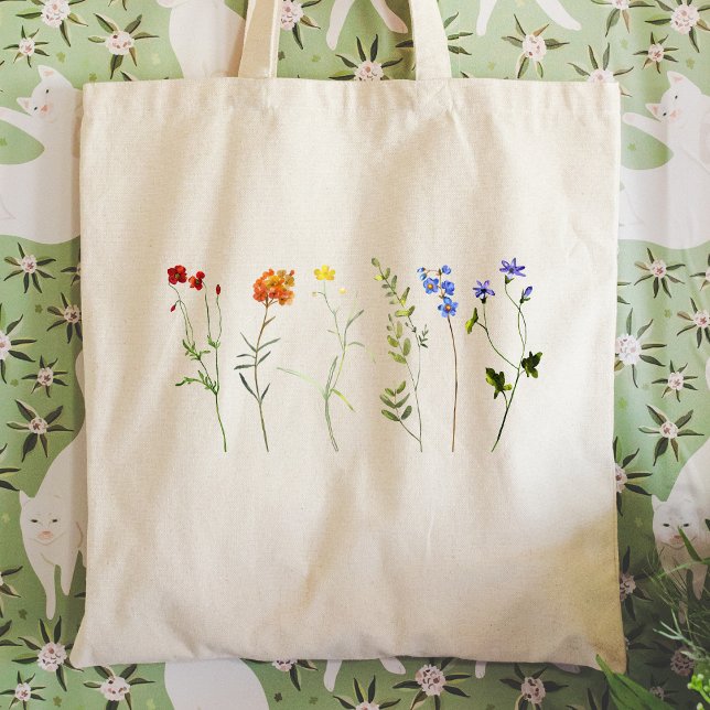 Bolsa Tote Arco-íris de Flores Silvestres Orgulho LGBTQ (Criador carregado)