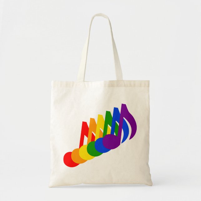 Bolsa Tote Arco-íris de Notas Musicais (Frente)