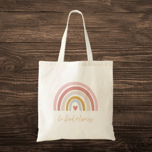 Bolsa Tote Arco-Íris de Pastel "Seja sempre gentil"