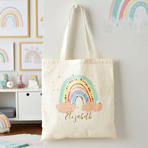 Bolsa Tote Arco-íris e estrelas, saco de bebês
