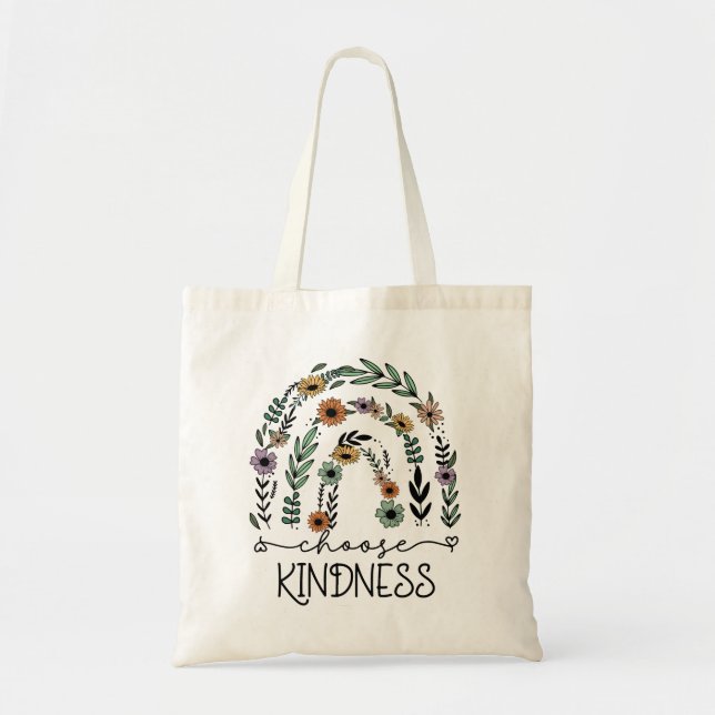 Bolsa Tote Arco-Íris Escolhe Bondade Boho (Frente)