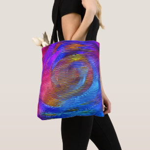Bolsa Tote Arco-íris espiral cor-de-rosa com alivio e listras