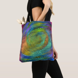 Bolsa Tote Arco-íris espiral embutido e listras confusas