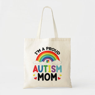 Bolsa Tote Arco-Íris Eu sou um Autismo Orgulhoso Mãe Consciên