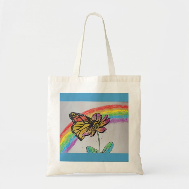 Bolsa Tote Arco-Íris Monarca Borboleta Pintura Bag (Frente)