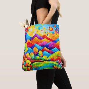 Bolsa Tote Arco-íris Montagens Abstrato Paisagem