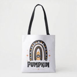 Bolsa Tote Arco-Íris Negro Elegante de Abóbora