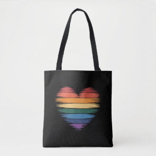 Bolsa Tote Arco-íris Orgulho Coração Impressão LGBT Orgulho G