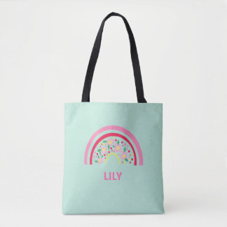 Bolsa Tote Arco-íris Personalizada para Meninas, F