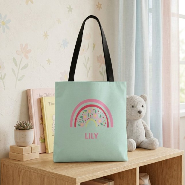 Bolsa Tote Arco-íris Personalizada para Meninas, F (Criador carregado)