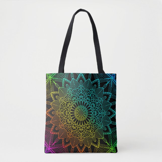 Bolsa Tote Arco-íris Preto (Frente)