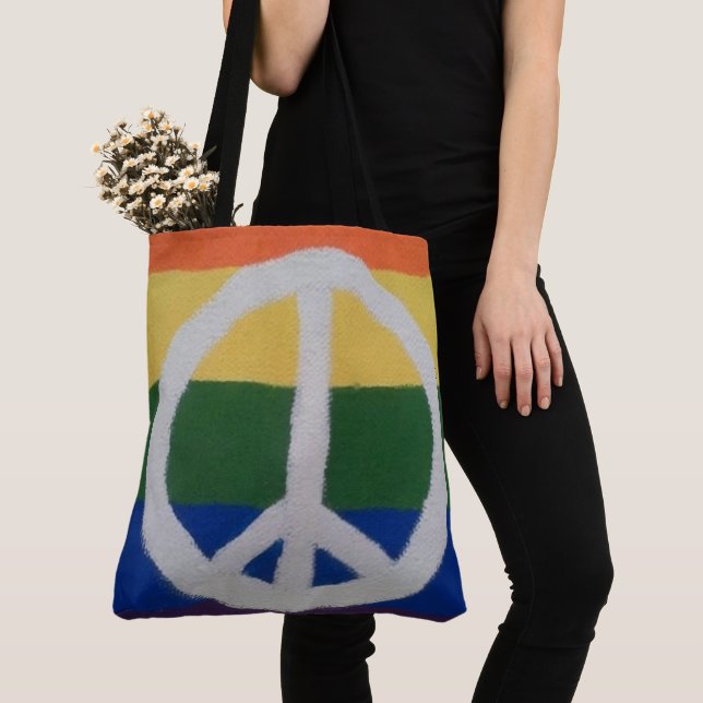 Bolsa Tote Arco-íris - Sinal de Paz (Close Up)