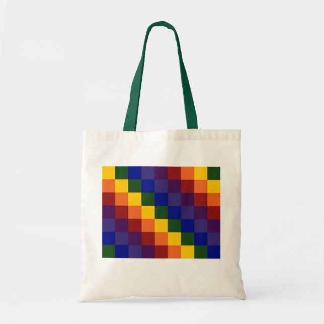 Bolsa Tote Arco-íris Xadrez (Frente)