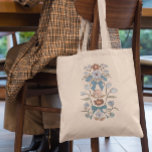 Bolsa Tote Arcos azuis e flores<br><div class="desc">Saco de tota boho e rústico com ilustração desenhada à mão de arcos e flores em azul.</div>
