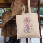 Bolsa Tote Arcos cor-de-rosa e flores<br><div class="desc">Saco de tota boho e rústico com ilustração desenhada à mão de arcos e flores em cor rosa e púrpura.</div>