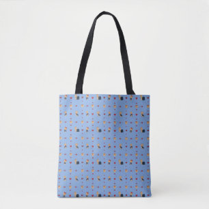 Bolsa Tote Arcos e corações dos Yorkies doces - Azul -