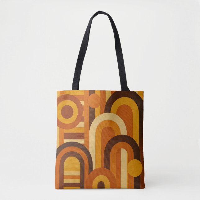 Bolsa Tote Arcos e Manchas Solares Design Geométrico Retro MC (Frente)